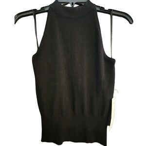 NWT URCHIN Black Sleeveless Silk Cashmere Cut Out Tank Top Size Small